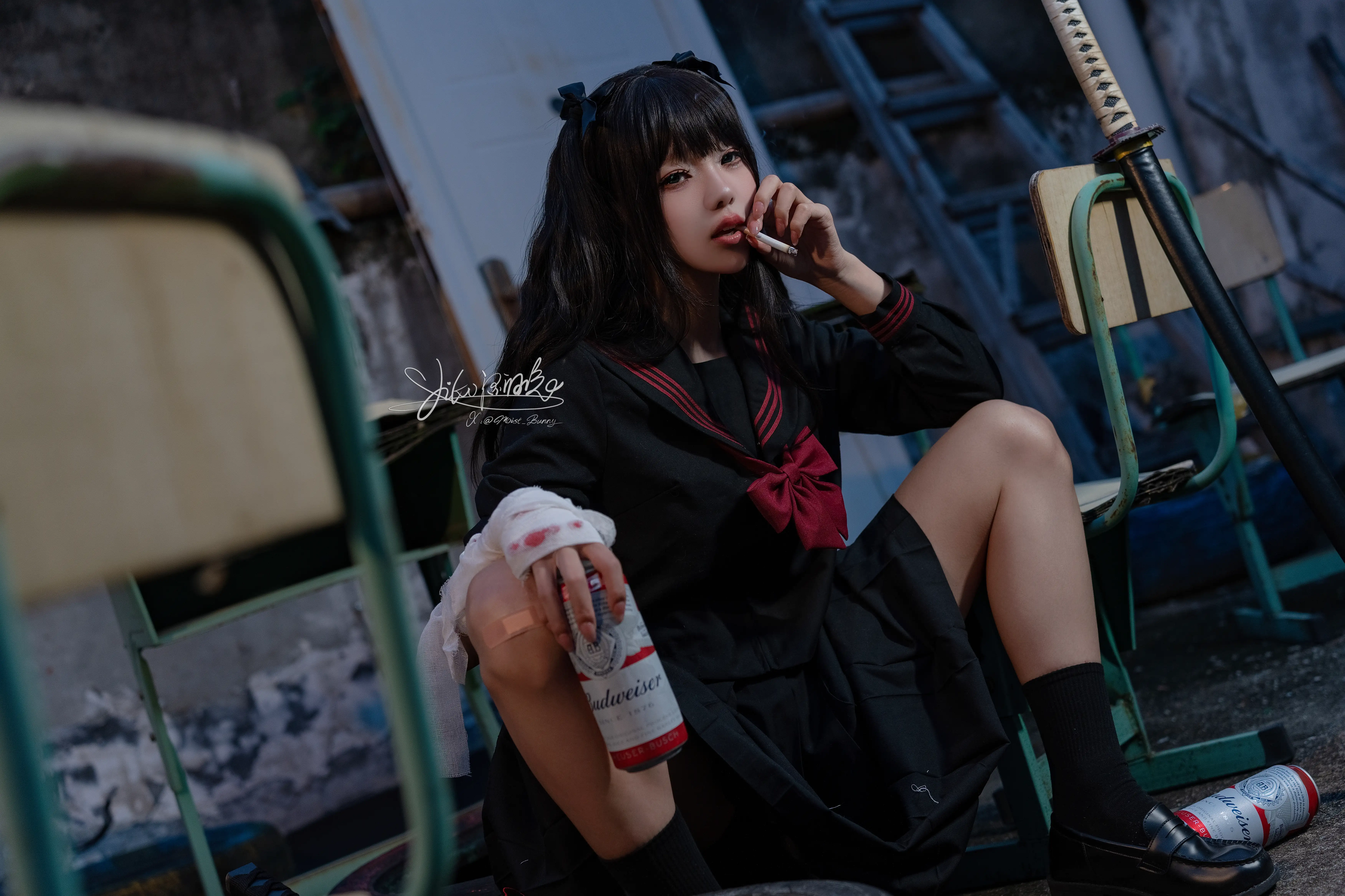 咬一口兔娘(Yiko湿润兔) – NO.197 不良女高 [73P1V-1.79GB] - 第3张