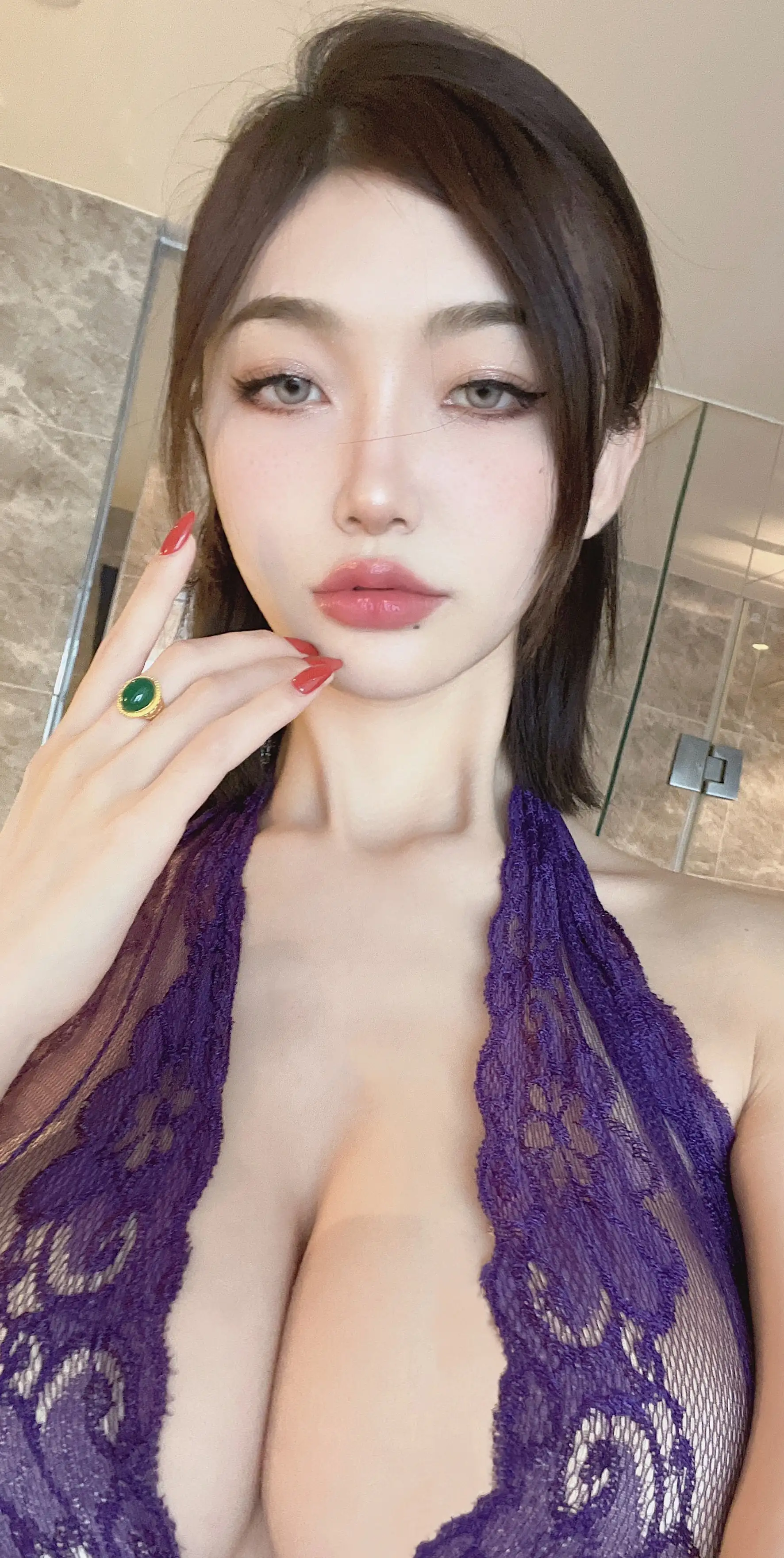 脸红Dearie NO.061 紫色情趣连体衣 [34P-3V-180M]
