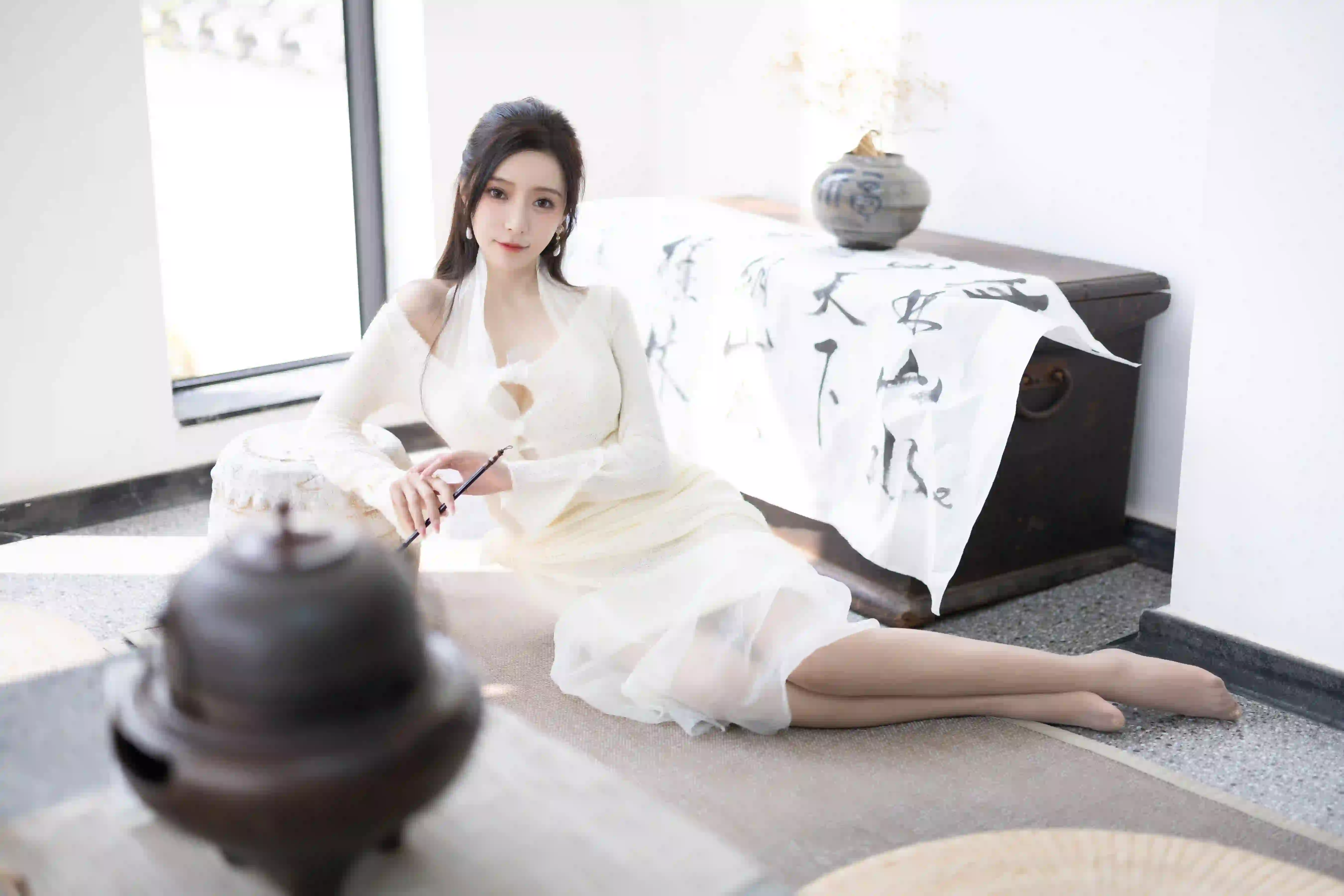王馨瑶 NO.021 内购无水印 NO.5846 白色连衣裙 字画 [101P 209.13 MB] - 第3张